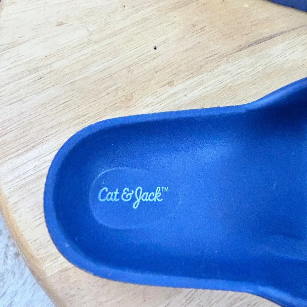 Cat & Jack Kids Navy Blue Sandals‎ Adjustable Buckle Slides Size 6